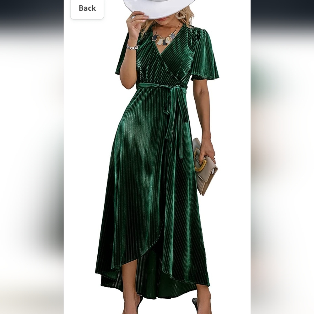 Green Velvet Wrap Dress
